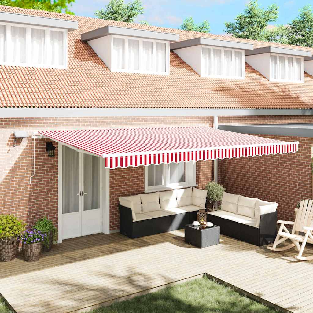 Vidaxl Auvent Rétractable Rouge Et Blanc 500 × 300 Cm