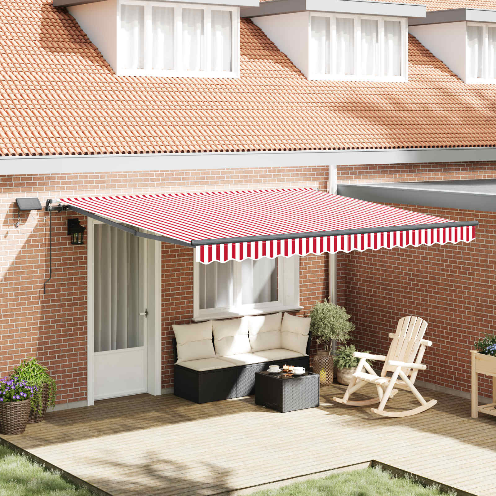 Vidaxl Auvent Rétractable Rouge Et Blanc 400 × 350 Cm