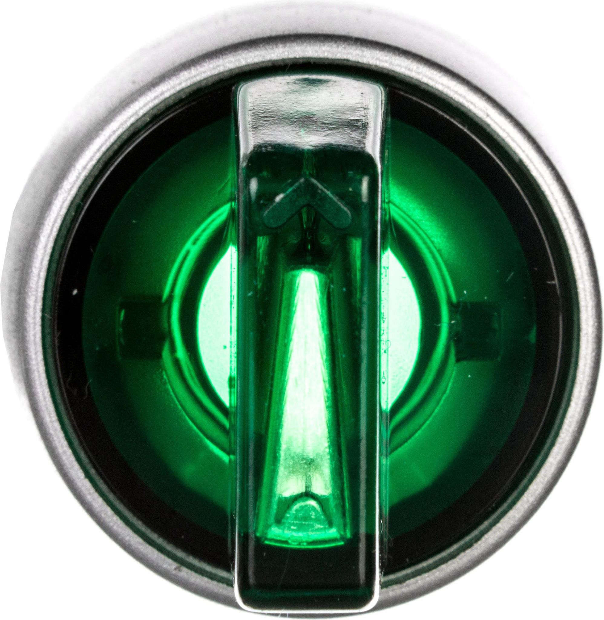 3-positionen-schalter, Grün, 2z, Beleuchtet, 230 V Wechselstrom, Vernickelter Ring, St22-p3l.z-20-led230ac