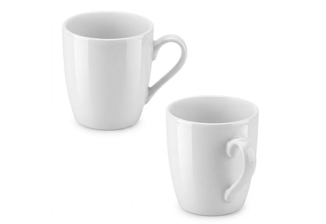 Porzellan Kaffeetasse Weiß Mit Henkel 230 Ml Bauchig - 12er Set
