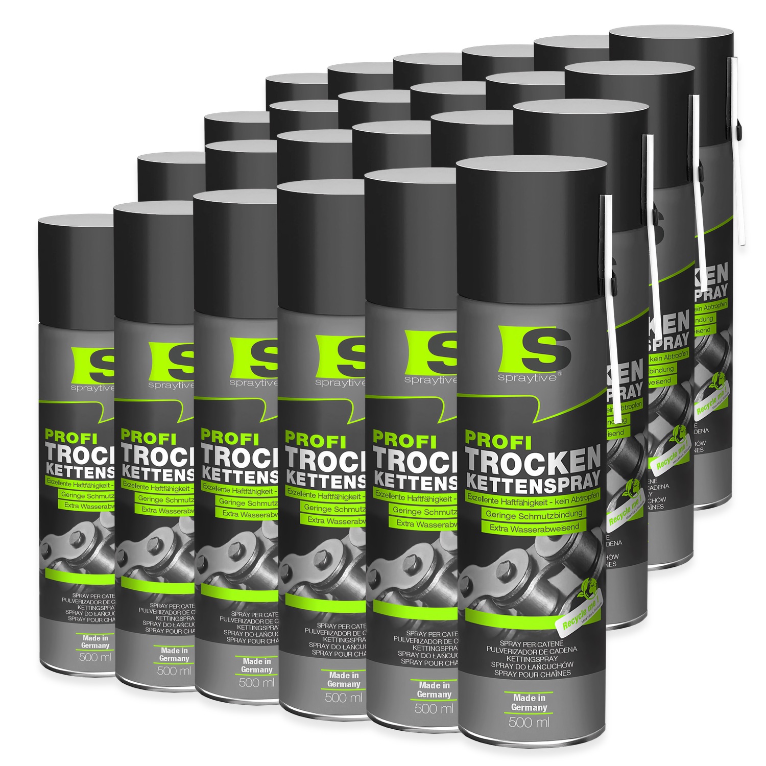 Spraytive 24x 500ml Profi Trockenkettenspray – Kettenspray Mit Ptfe, Kettenfett Für Fahrrad, Motorrad & Maschinen