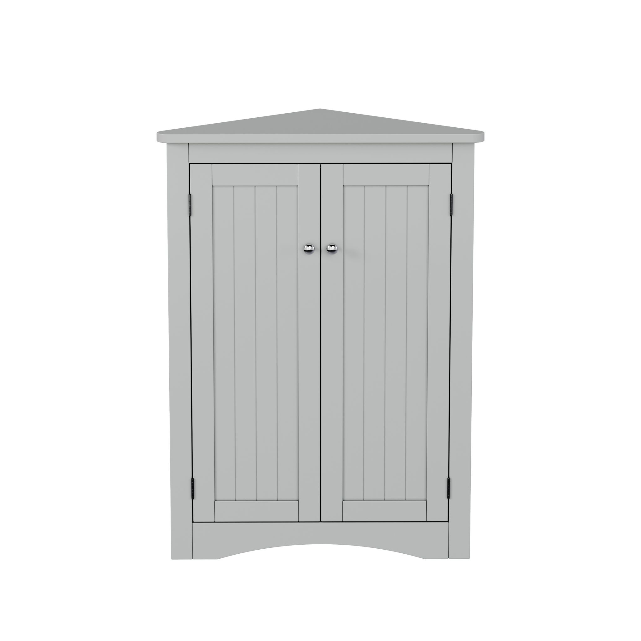 Badezimmer Eckschrank Mit 2 Turen Und 2 Einlegeboden, Freistehend, Aus Lackiertem Mdf, Grau, 61,5×80 Cm