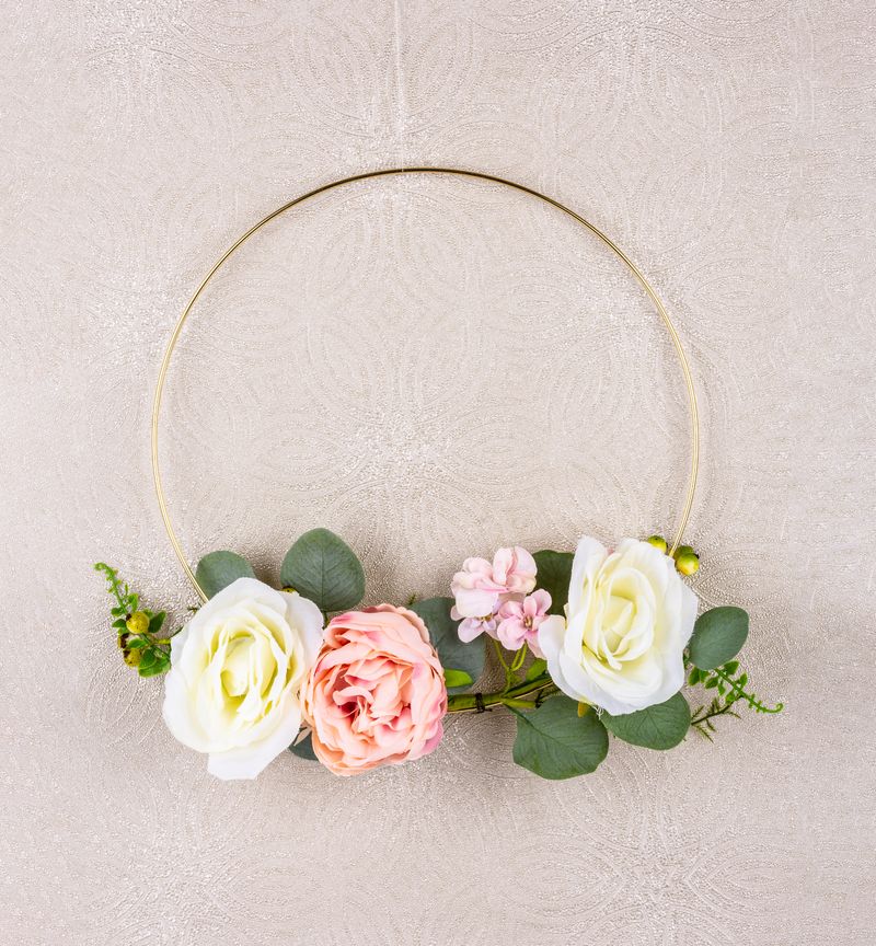 Hängedekoration 25 Cm, Blumen, Goldener Reifen