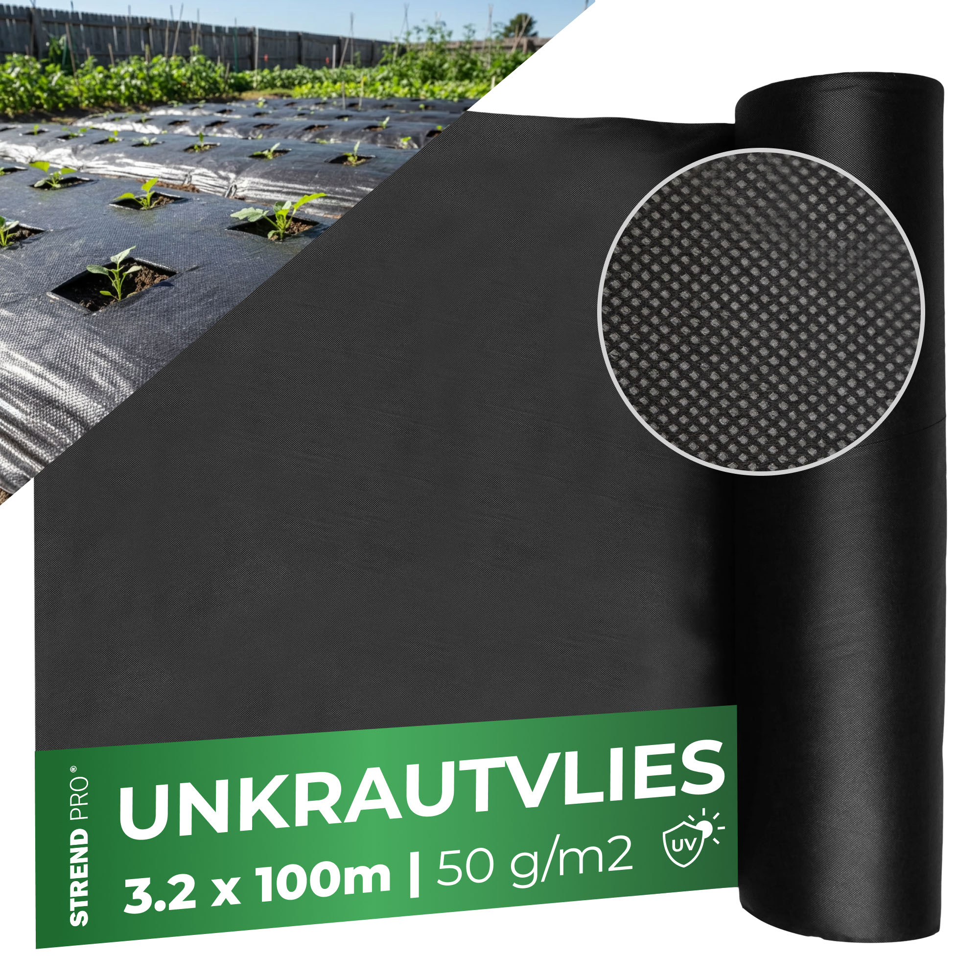 Gartenvlies Strend Pro Garden, Vliesstoff, 50 G/m2, 3,2x100 M, Erhöhter Uv-schutz Auf 5%