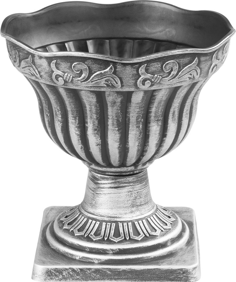 Blumentopf Strend Pro Antik, Mit Untersetzer, 30x30 Cm, Silberfarben, Metallic-effekt