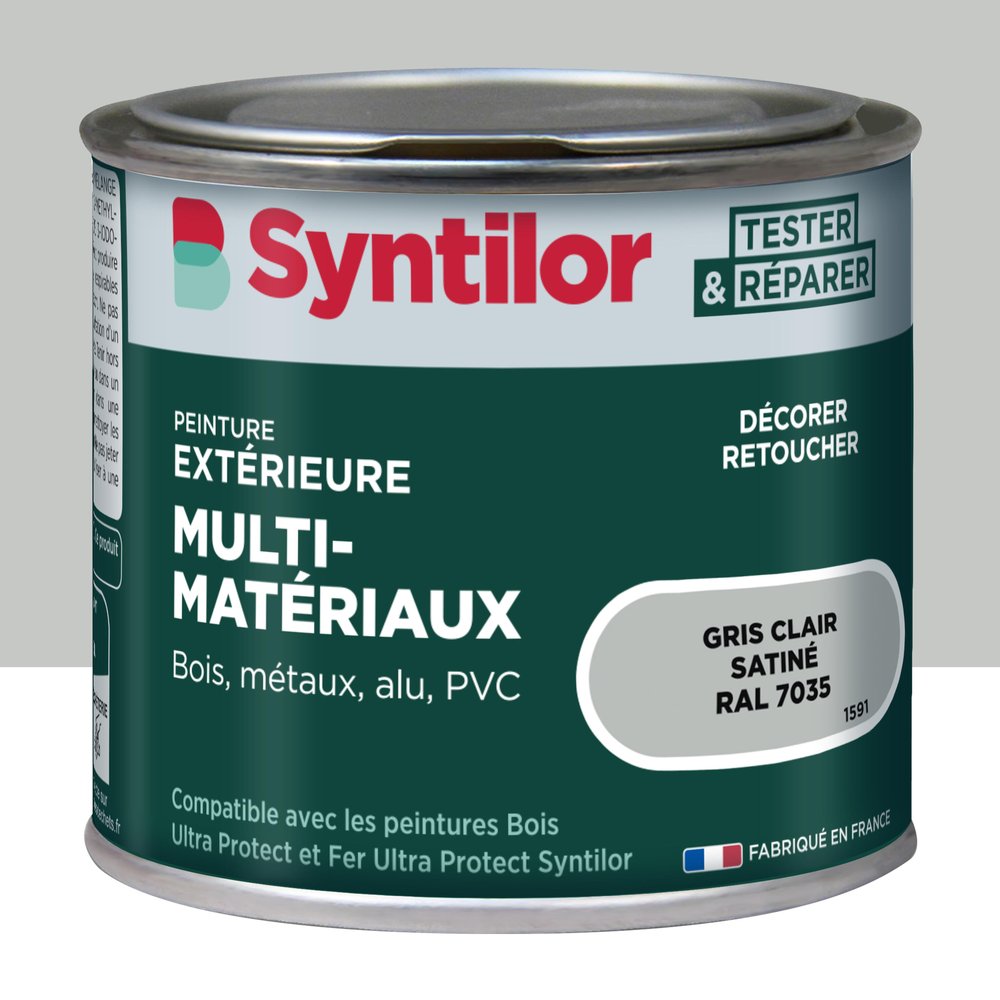 Außenfarbe Für Holz, Aluminium Und Pvc. Syntilor Hellgrau, Seidenmatt, 125 Ml Syntilor