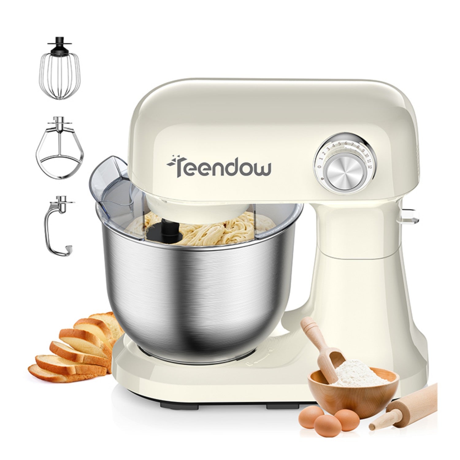 Teendow Sm-b03c Küchenmaschine 12 Stufen 5qt Edelstahlschüssel Weiß