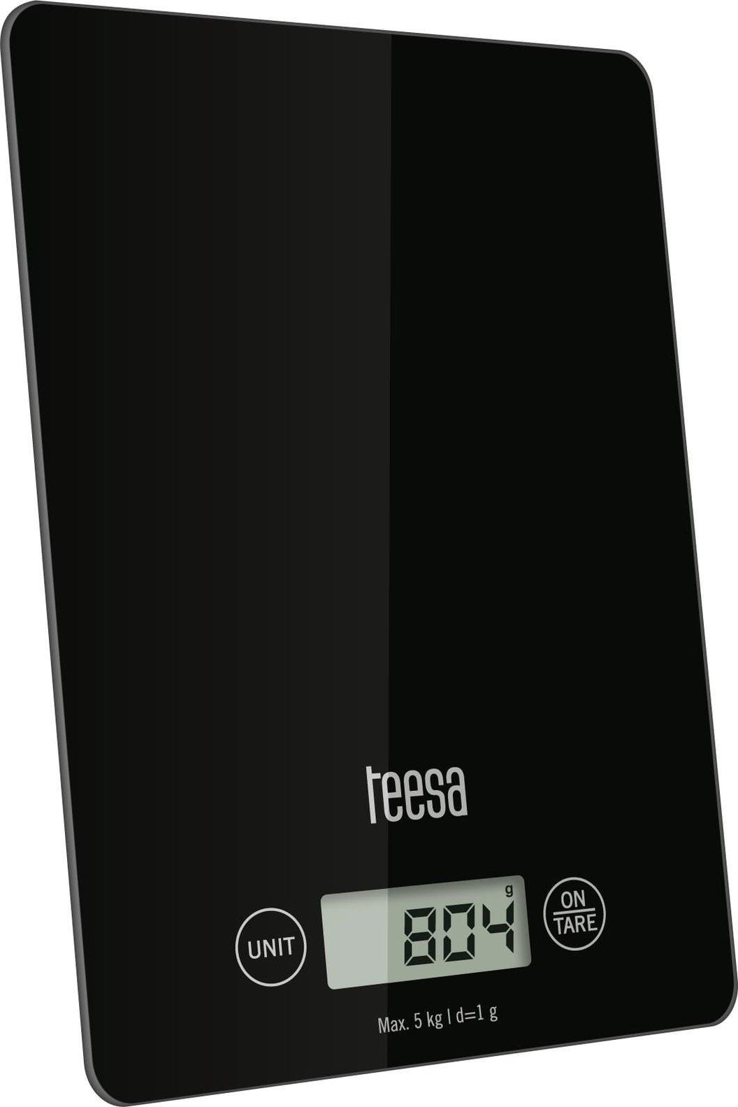 Elektronische Küchenwaage, Glas, Für Zuhause, Schwarz, Teesa, Tara, 5 Kg