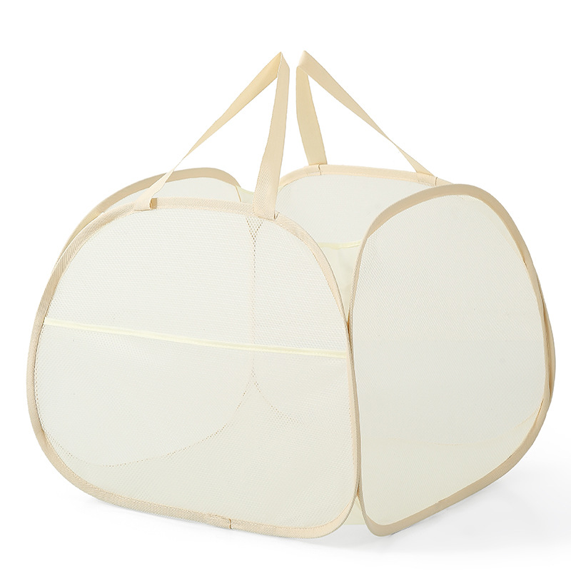Faltbarer Wäschekorb Mit Griff Für Bad, Schlafzimmer, Waschküche, Kinderzimmer, Reisen, Beige, 50 X 50 X 38 Cm