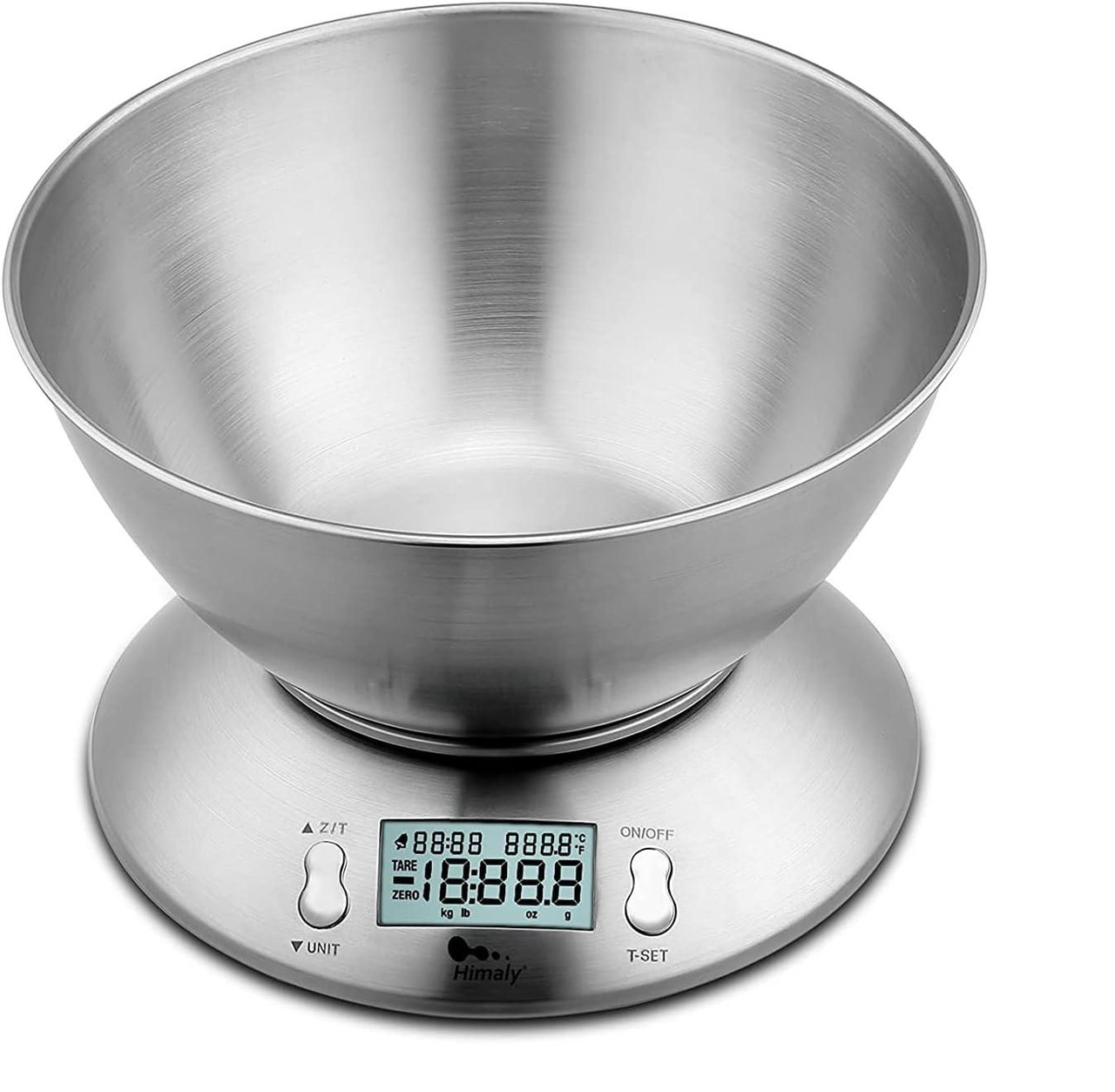 Küchenwaage Mit Schüssel, Edelstahl, Maximale Kapazität 5 Kg, Abnehmbare 2-liter-schüssel, Tara-funktion, Automatische Abschaltung, Lcd-bildschirm (batterien Nicht Im Lieferumfang Enthalten).