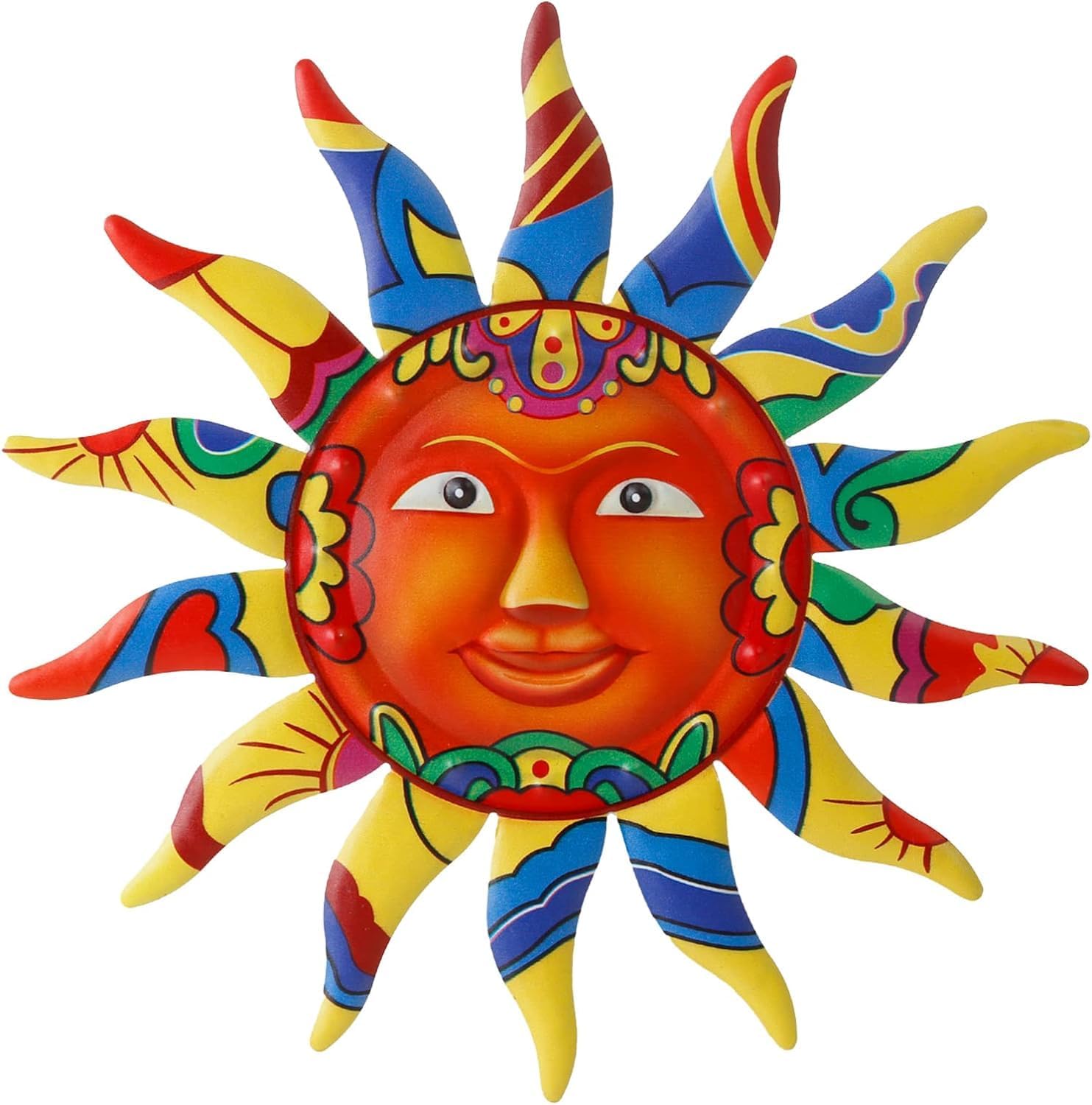Metallene Sonnenwanddekoration Für Die Terrasse (1 Stück), Sonnengesicht-skulptur, Metall-sonnenplatten Für Den Außenbereich, Florale Wanddekoration Aus Eisen