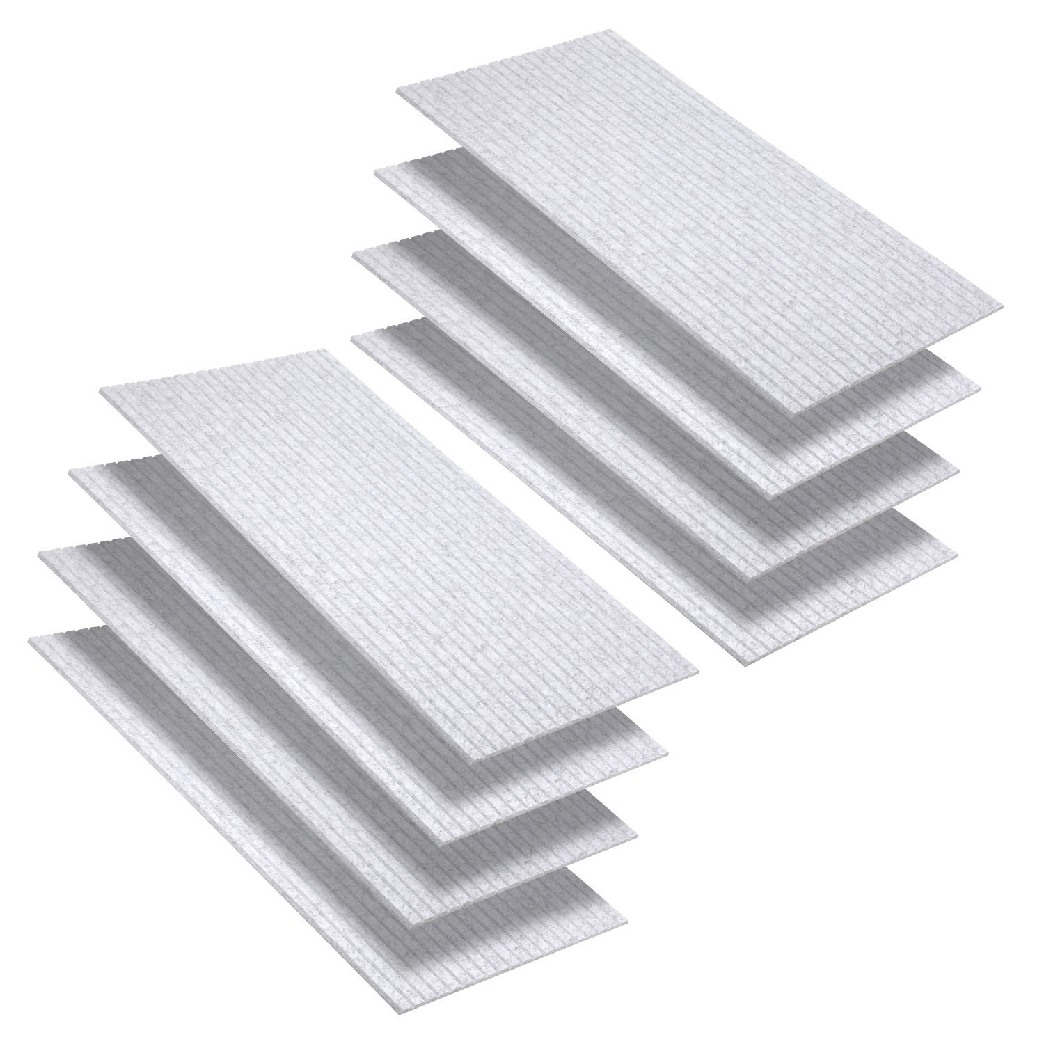 Tolletour Akustikpaneele Selbstklebend, 8 Stück Akustikplatten Aus Filz 120 X 60 X 0,9 Cm Grau, Schallabsorber Mit Vertikalen Rillen
