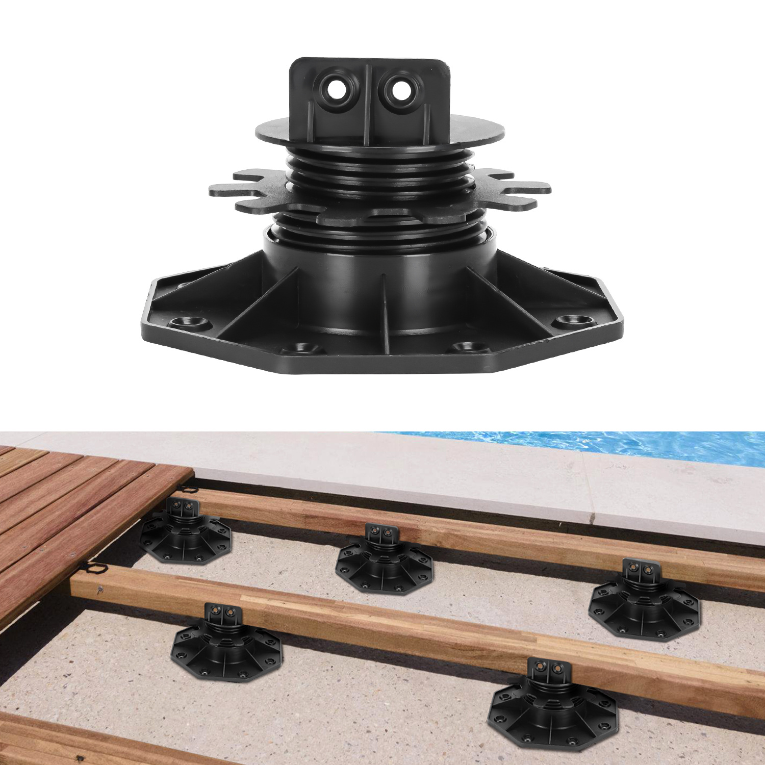 Tolletour Stelzlager Höhenverstellbar 100 Stück Stellfuss 30-60mm Plattenlager - Stelzlager Für Terrassenplatten-unterkonstruktion Holz, Wpc Und Stein