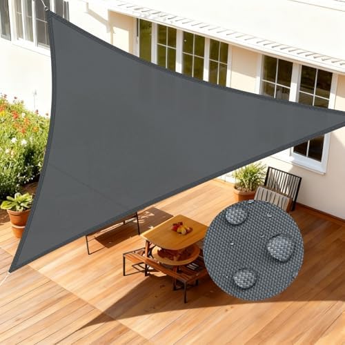 Dreieckig 3x3x3m Wasserdicht Segeltuch Sonnenschutz Windschutz Pes Mit 95% Uv-schutz Für Balkon, Garten, Terrasse (anthrazit)