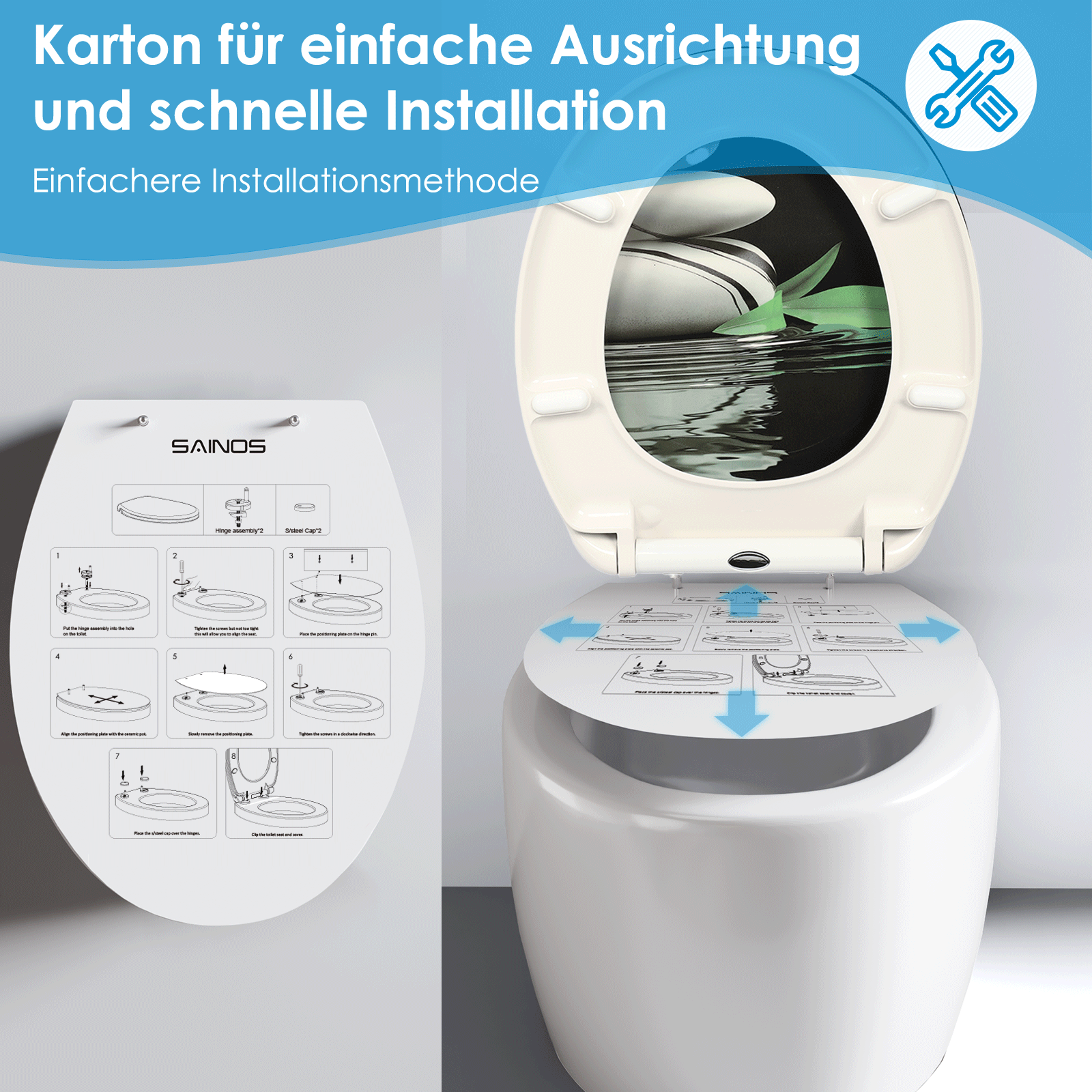 Duroplast Toilet Seat In O-shape, Stone-look Automatic Lowering Function — Uf12-222