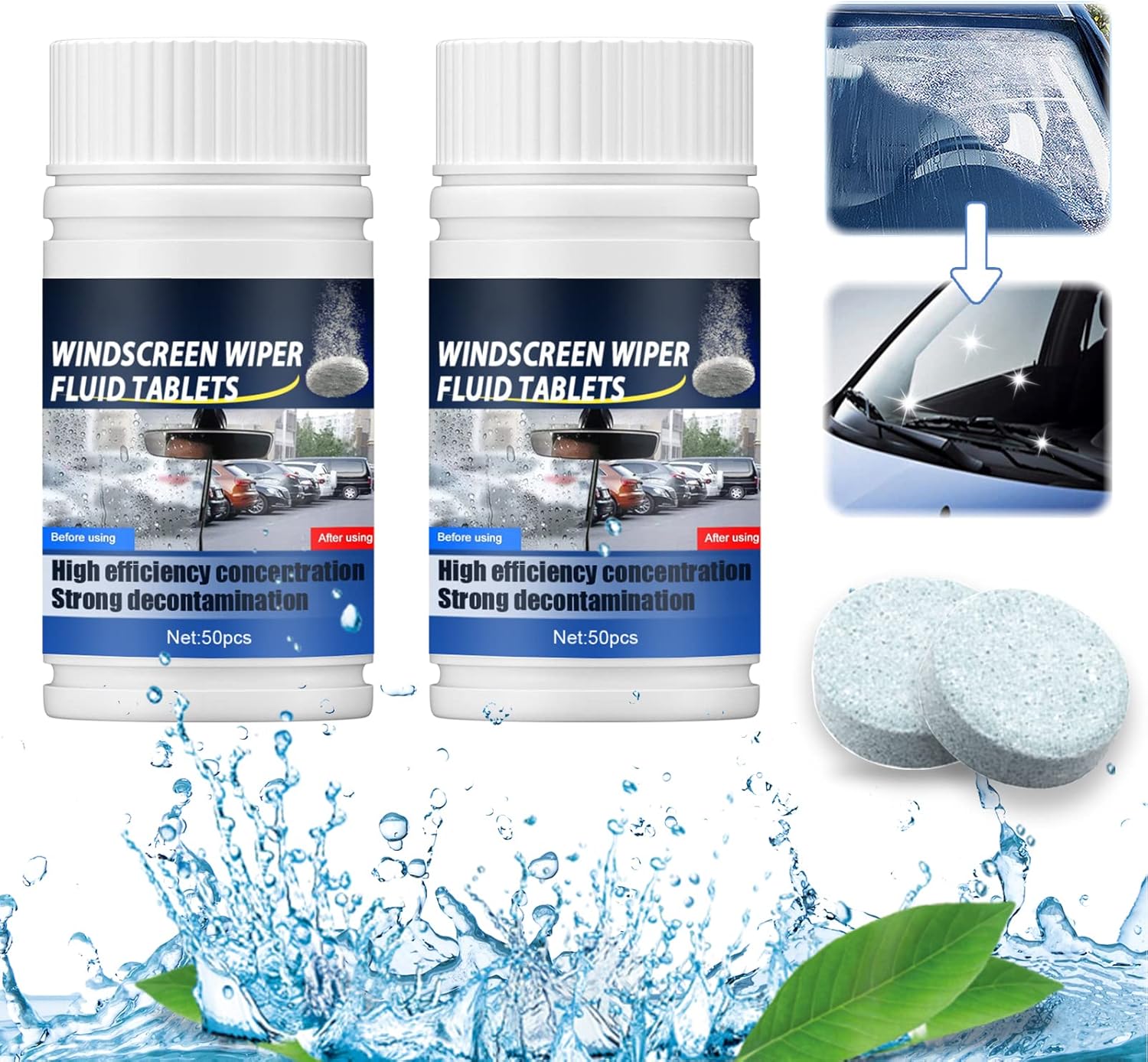 Zwei Scheibenwaschmittel-tabletten, Feste Waschmittel-tabletten (100 Tabletten)