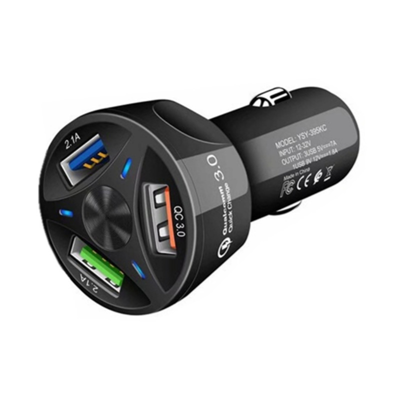 Qc3.0 Kfz-ladegerät, 3,1 A, 3 Usb-anschlüsse, Schnellladefunktion Für Smartphones – Schwarz