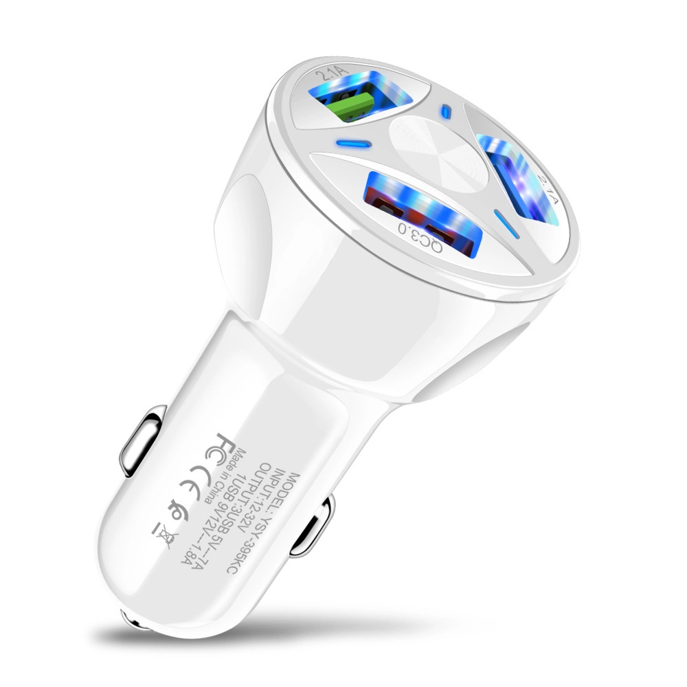 Qc3.0 Kfz-ladegerät, 3,1 A, 3 Usb-anschlüsse, Schnellladefunktion Für Smartphones – Weiß