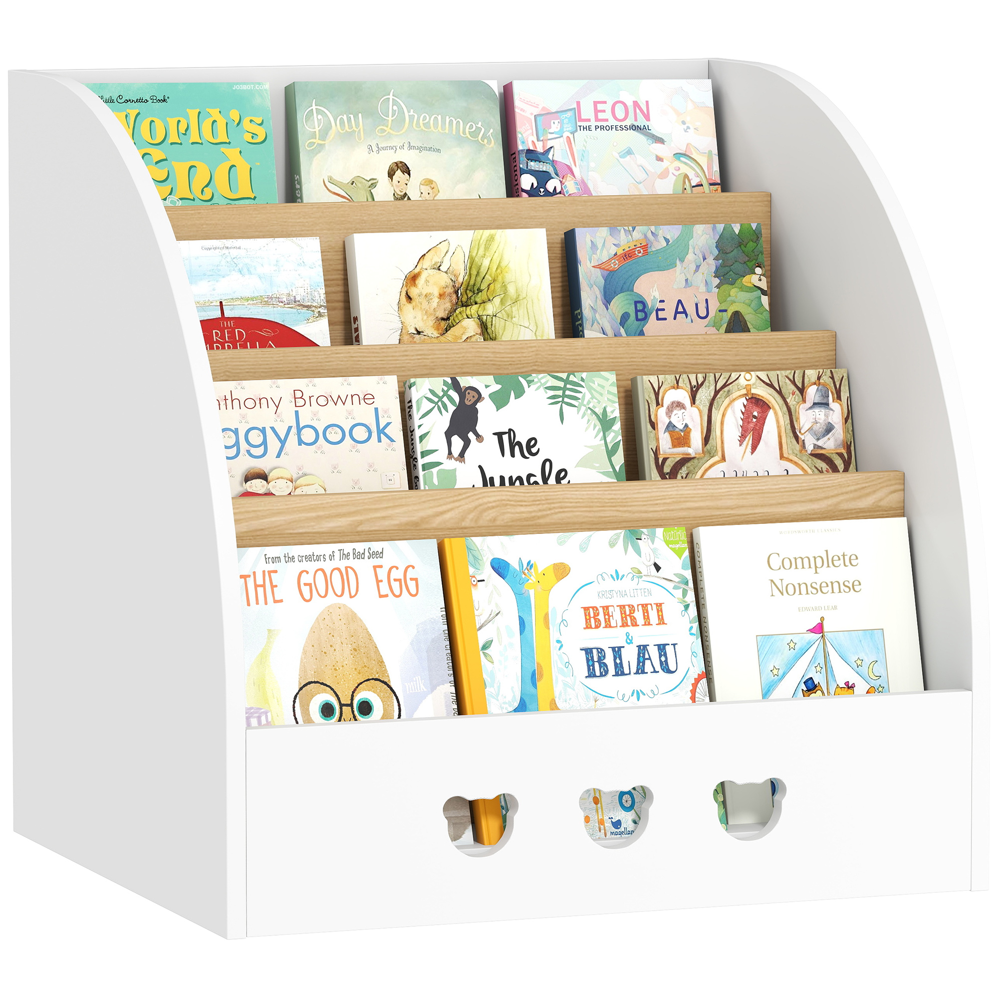 Spielzeugregal Für Kinder, 4 Ebenen, Für Kinderzimmer Oder Spielzimmer, 60 X 53 X 60 Cm, Weiß Und Natur