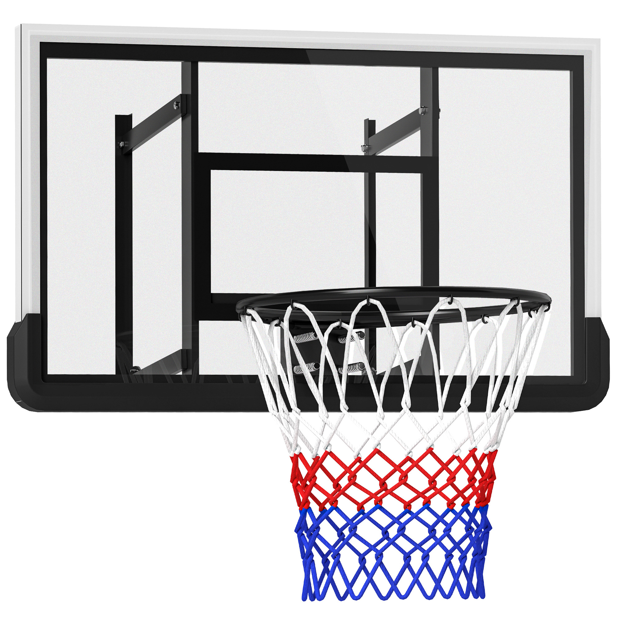 Wandmontierter Basketballkorb, Federbelasteter Ring, Unzerbrechliches Backboard, Schwarz