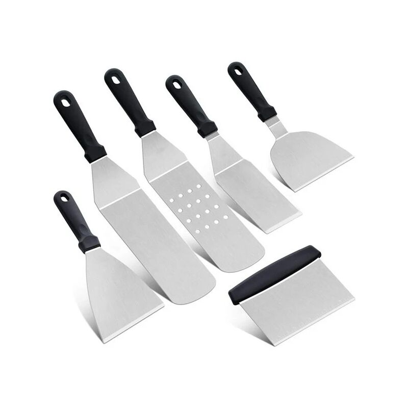 Grillbesteck, 6-teiliges Set Küchenspatel Aus Edelstahl Zum Grillen, Abschaben, Für Crêpes, Teppanyaki Und Andere Kochutensilien