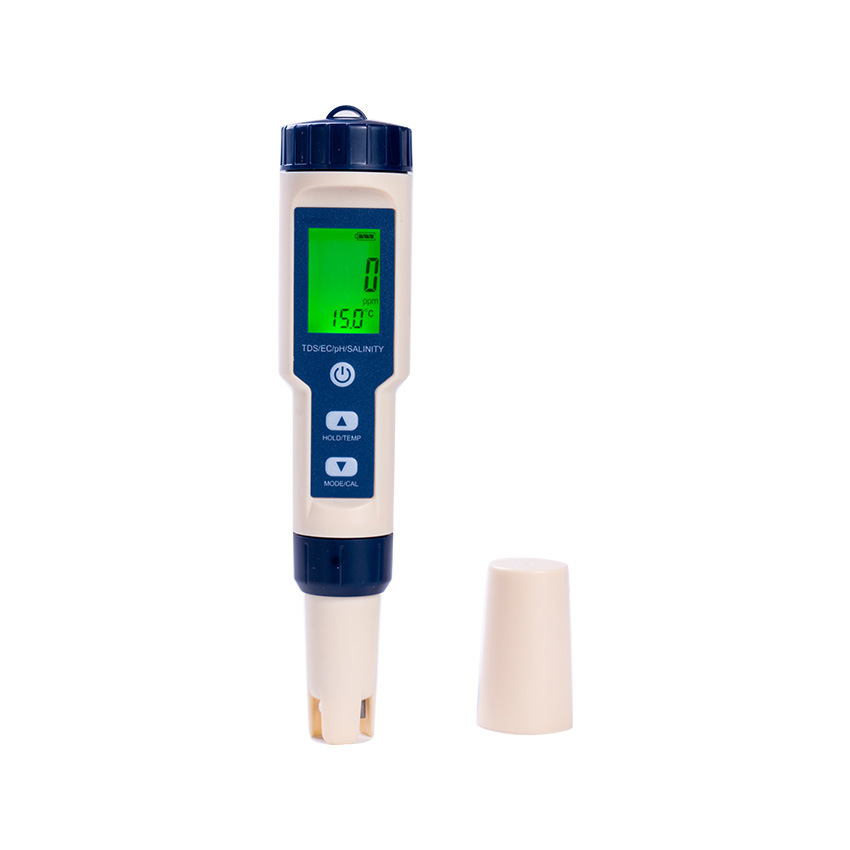 Elektronisches 5-in-1 Ph-meter Mit Tds-, Ec-, Salzgehalts-, Temperatur- Und Ph-messung - Hochpräzises Multiparameter-wasser-ph-meter, Ip67 Wasserdicht, Mit Automatischer Temperaturkompensation.