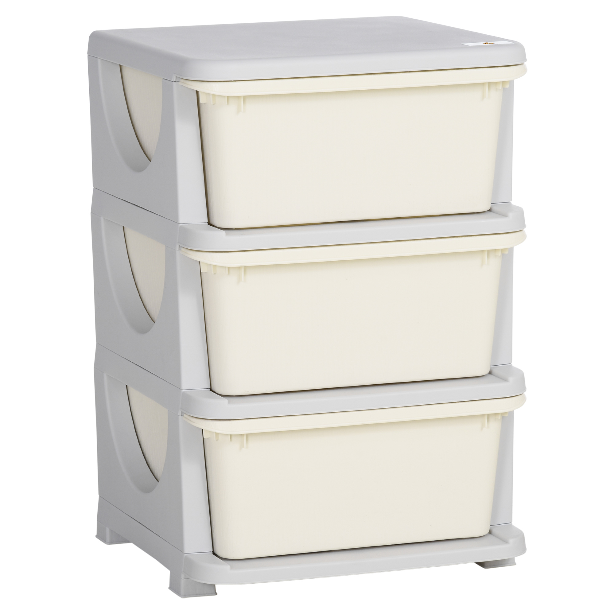 Schubladenorganizer Aus Kunststoff Für Kinder, 3 Schubladen Mit Griffen, Für Spielzeug, Kleidung, Bücher, 37 X 37 X 56,5 Cm, Beige
