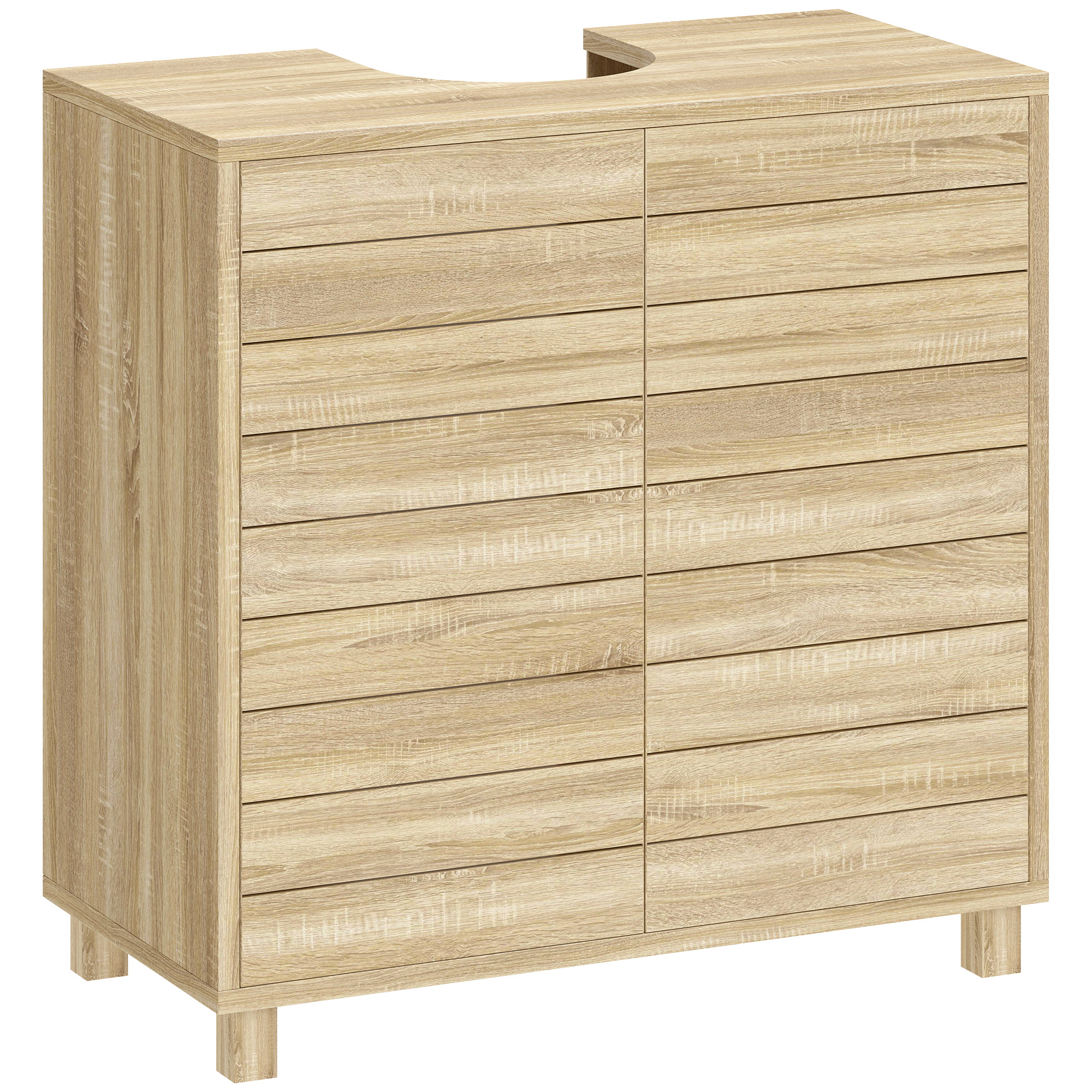 Unterschrank Mit Verstellbarem Einlegeboden, Lamellentüren Und Push-to-open-mechanismus Für Freistehende Oder Wandmontierte Spülbecken.