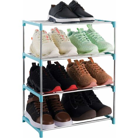 Stapelbares 4-stöckiges Schuhregal, Leicht, Ideal Für Eingangsbereich, Flur Und Kleiderschrank (blau)