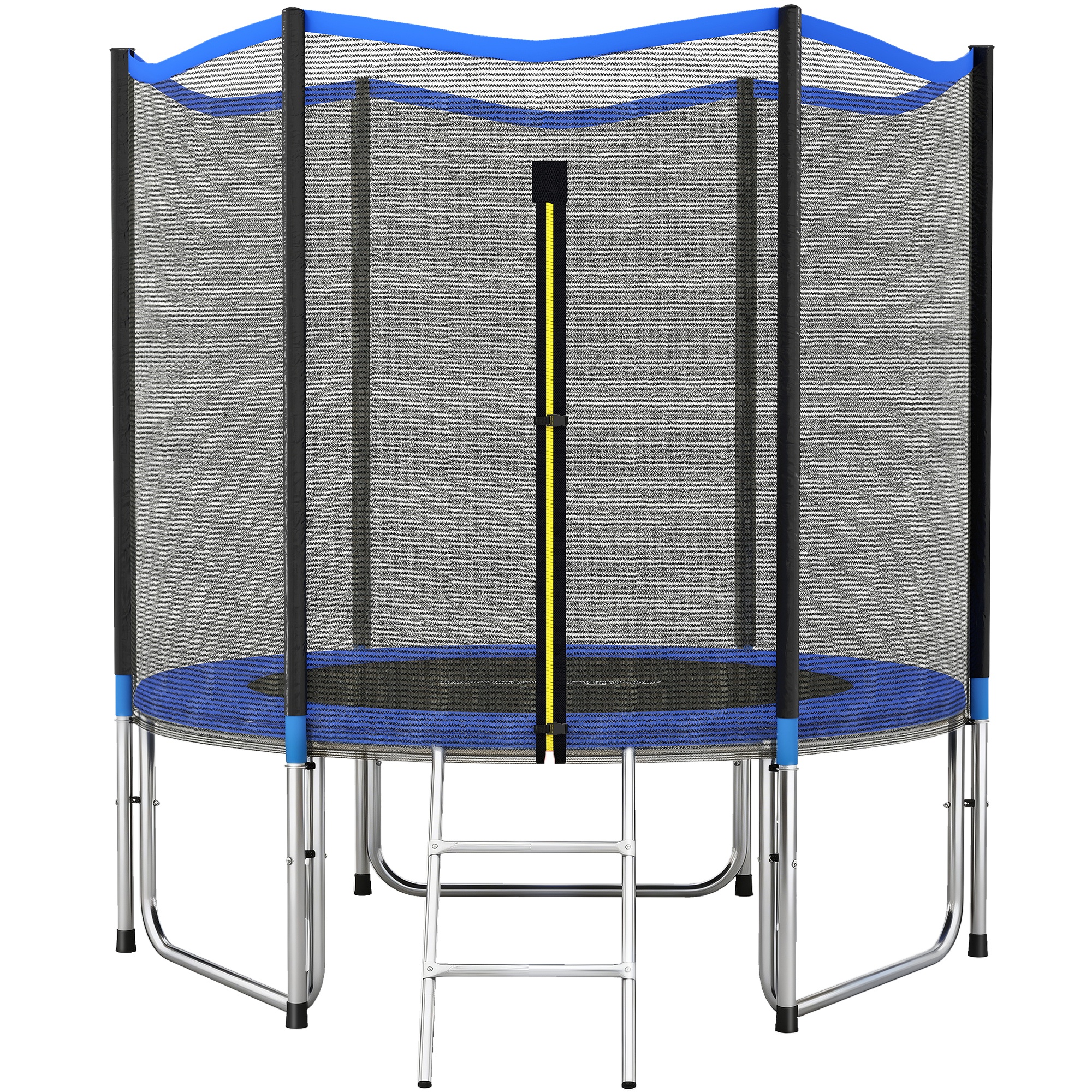 Outdoor-trampolin Ø244 Cm Für Kinder Mit Sicherheitsnetz, Leiter Und Federschutzpolster - Blau