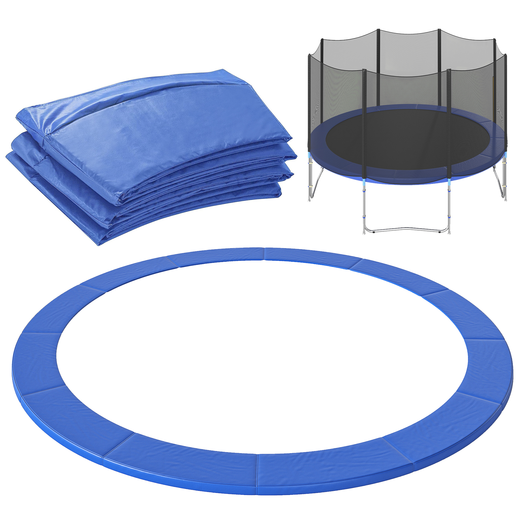 Gepolsterter Trampolinrand, Kunststoff-gartenschutz, Ø 366 Cm, Blau