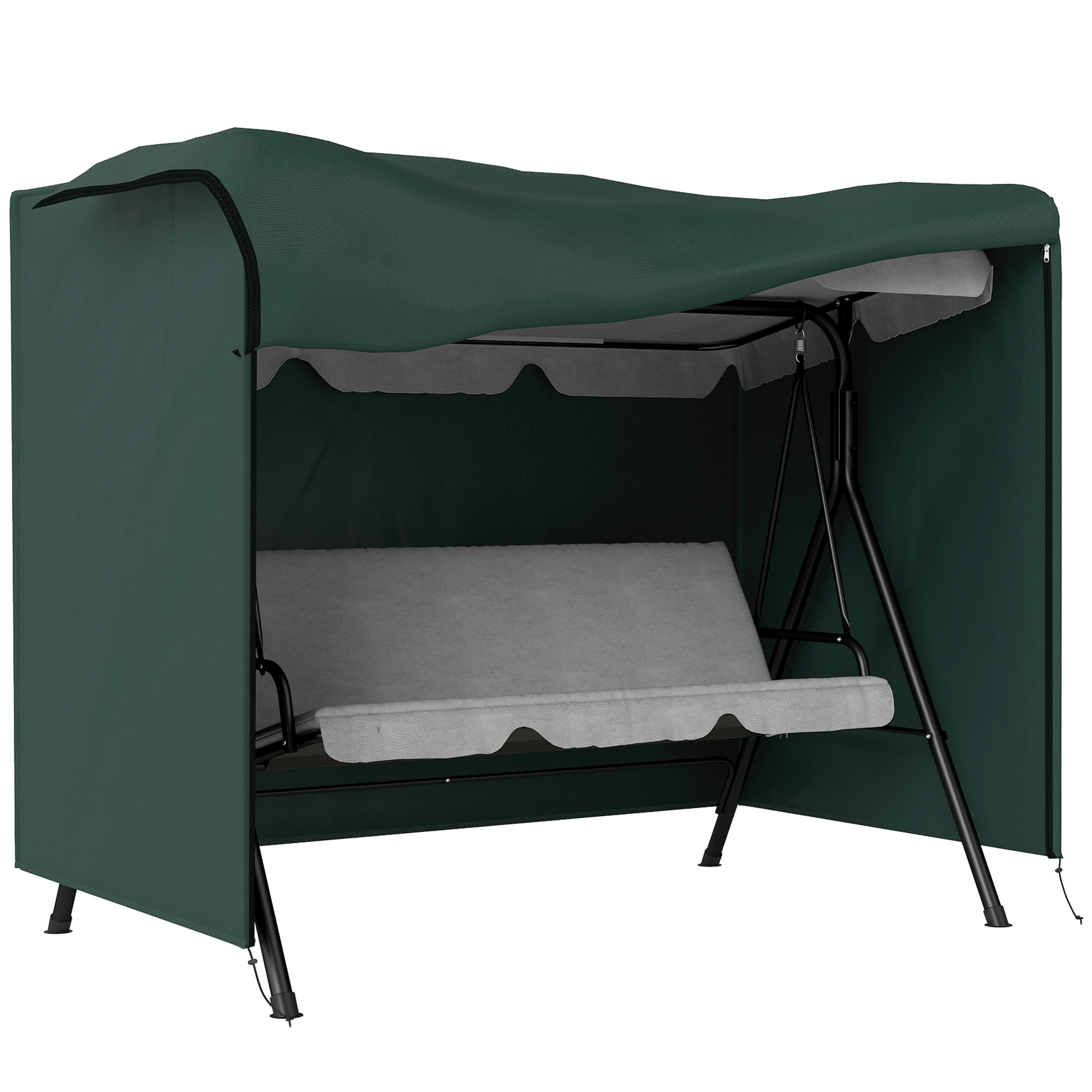 Schutzhülle Für Hollywood 3-sitzer-schaukel, Wasserdicht Und Winterfest, Aus Uv-beständiger Plane, Mit Integrierter Kapuze Aus Reißfestem 600d Oxford-gewebe, 205 X 124 X 164 Cm, Dunkelgrün.