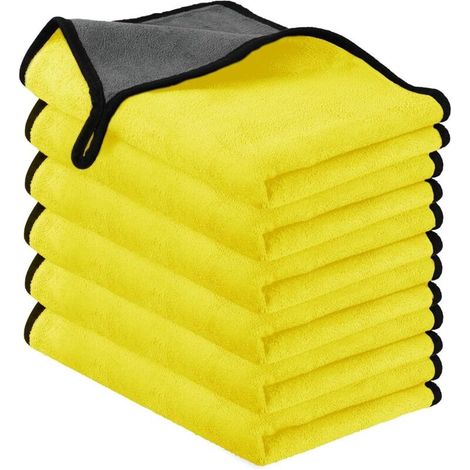Reinigungstuch, Mikrofasertuch Und Reinigungswischtuch – Mikrofasertuch, 30 X 40 Cm, 6 Stück, Extra Dicke, Super Saugfähige Mikrofasertücher Zum Waschen, Trocknen Und Polieren Von Autos (gelb)