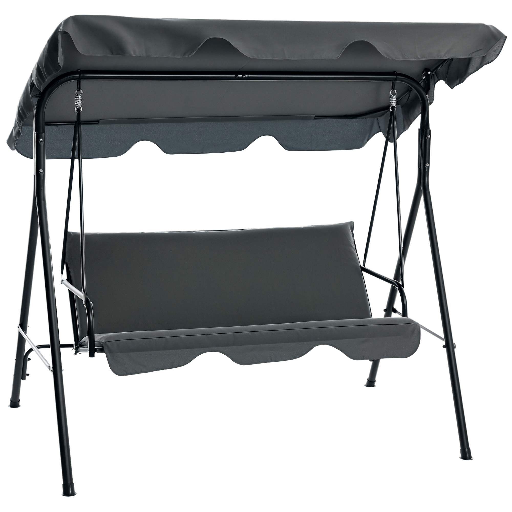 Dreisitzer-schaukel Mit Verstellbarem Sonnendach Und Kissen, Aus Stahl Und Polyester, 172 X 110 X 153 Cm, Grau