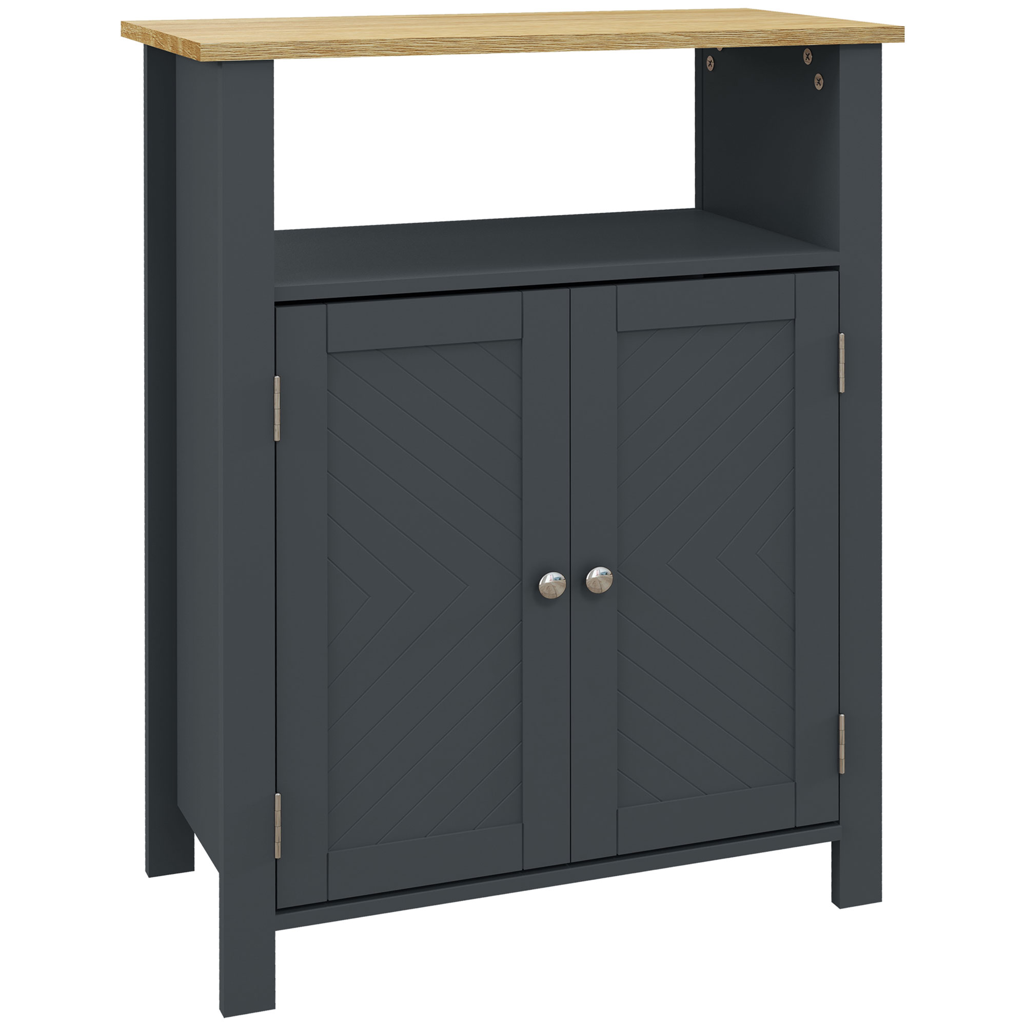Badezimmerschrank Mit 3 Einlegeböden Aus Mdf Und Spanplatte Mit Verstellbarem Innenboden, 60 X 30 X 80,5 Cm