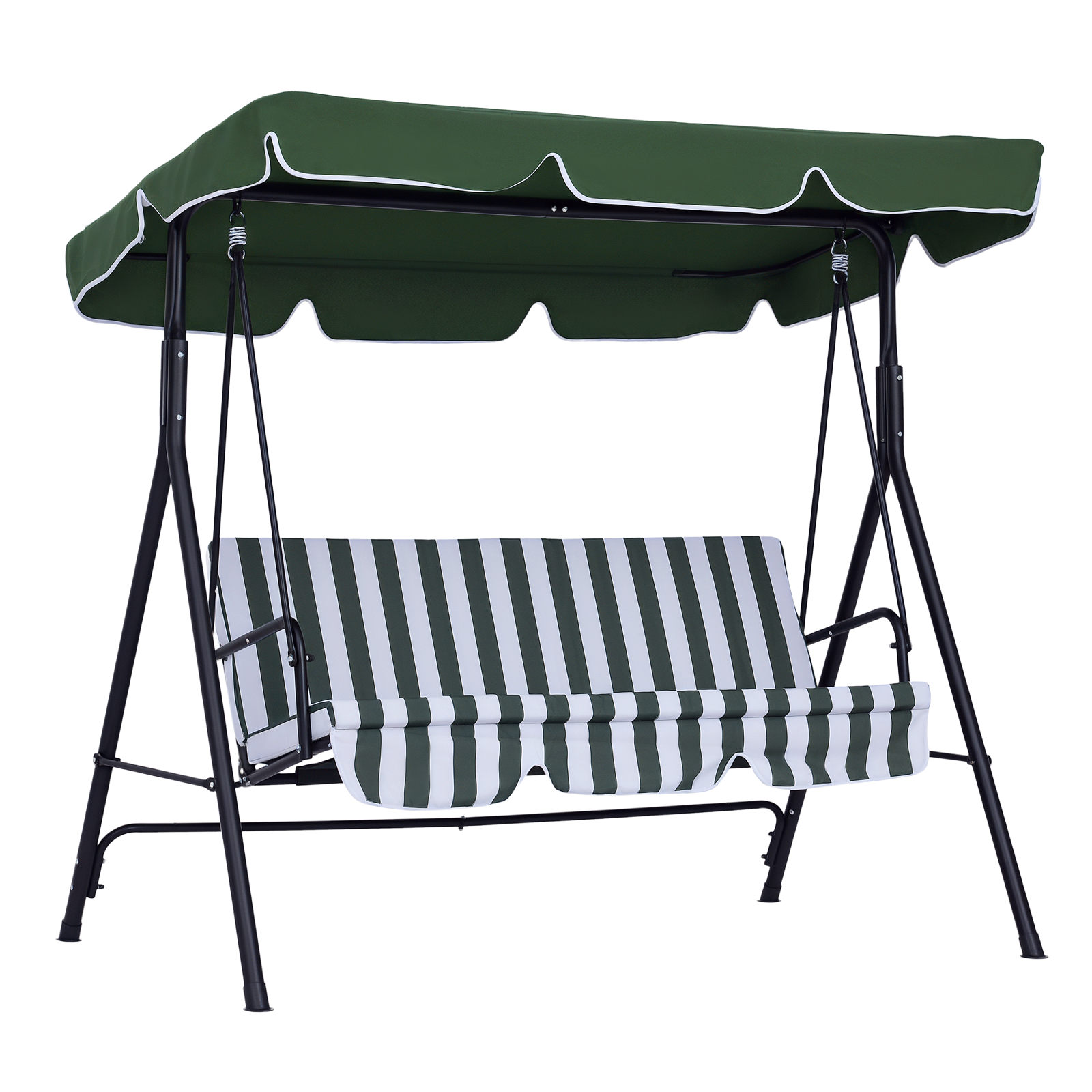 Dreisitzer-gartenschaukel Mit Verstellbarem Sonnendach Und Stahlrahmen Für Terrasse, 172 X 110 X 153 Cm, Grün
