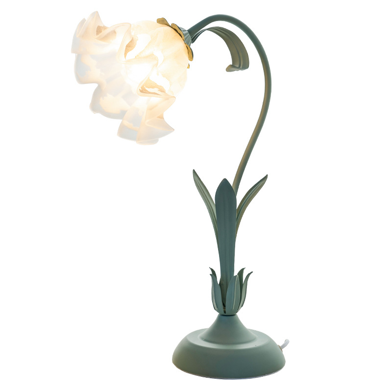 Blumenförmige Schreibtischlampe, Led-tischlampe, Grüne Dekorative Kunststofflampe, Augenschutz
