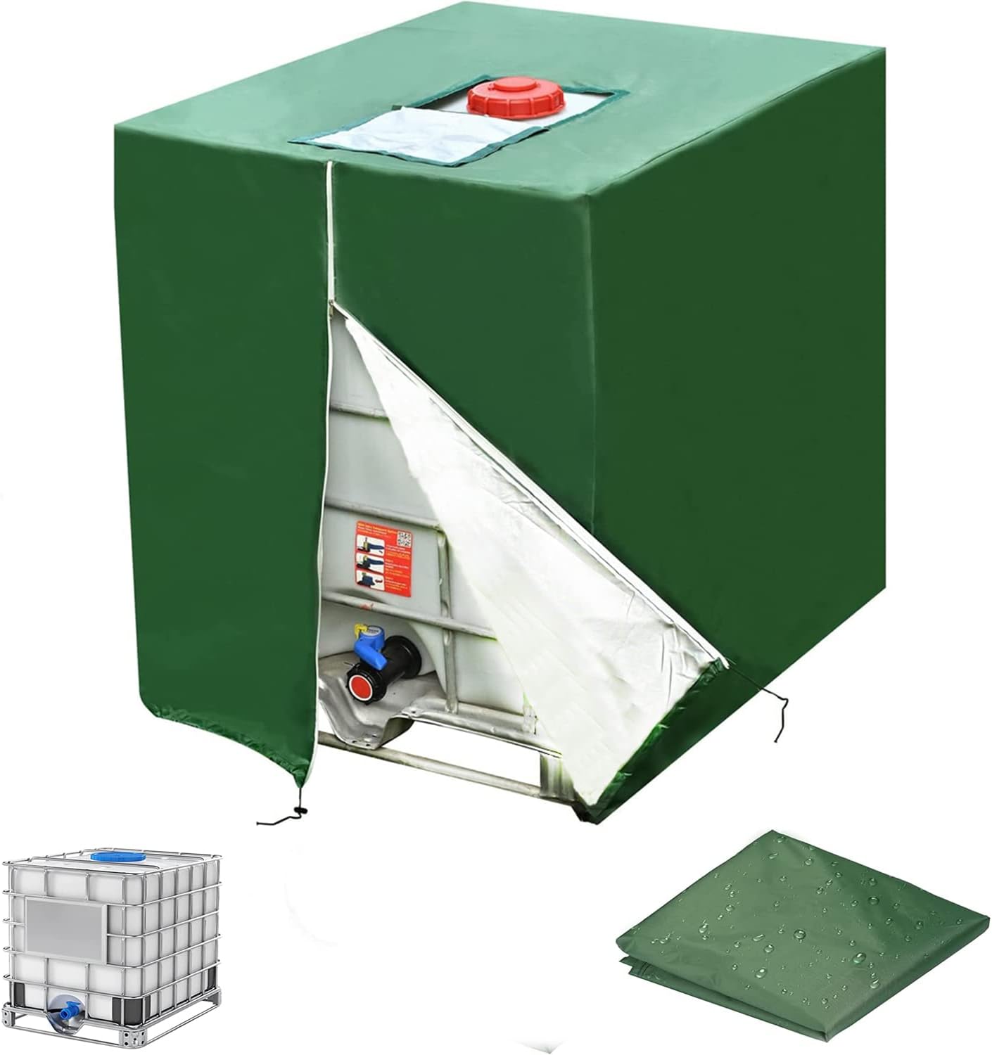 1000-liter-ibc-containerplane, Schutzhülle, Uv-beständig, Staubdicht, Wasserdicht (grün, 120 X 100 X 116 Cm)