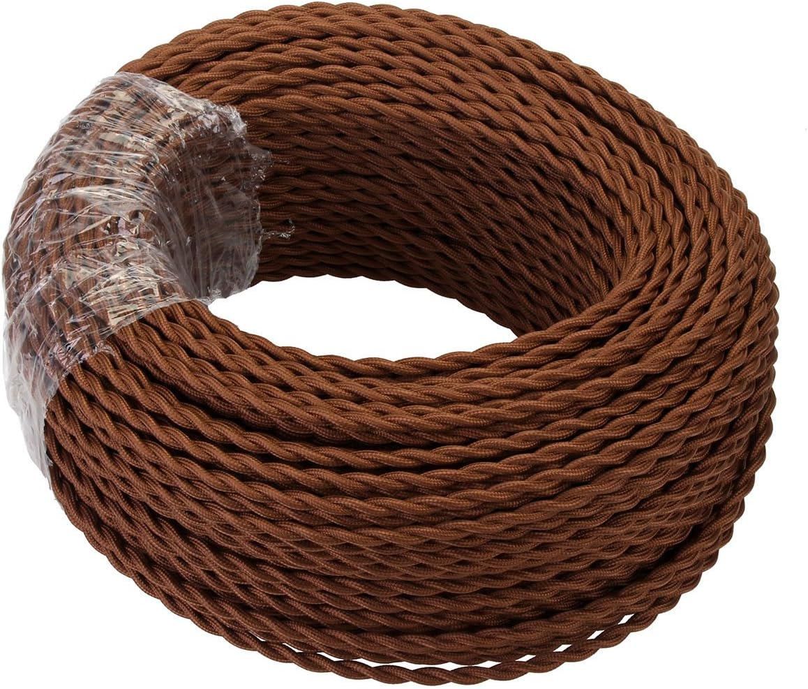 10 M Langes Textilkabel, Retro-design, Gedrehtes Geflecht, Leinenummantelter Kupferdraht, 2 Adern (2 X 0,75 Mm²), Für Diy-pendelleuchten/kaffeelampen