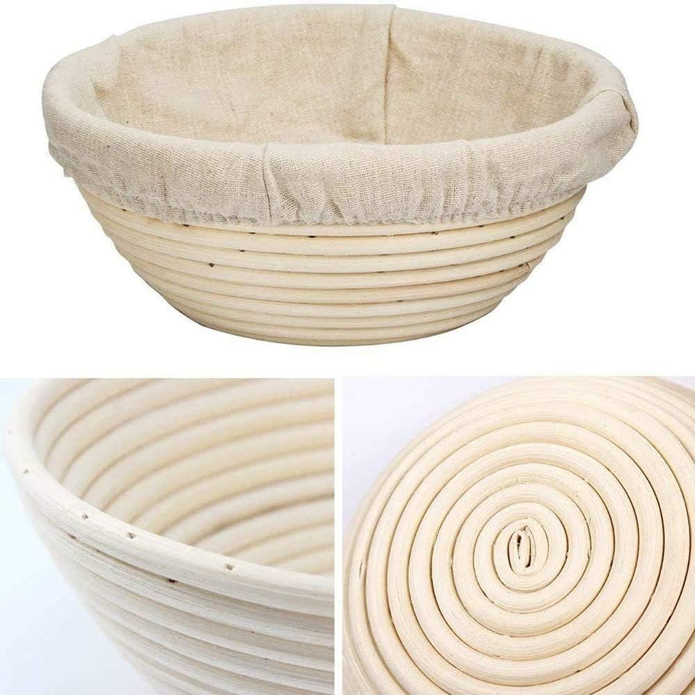 Runder Brotkorb, 20 Cm, Gärkorb Aus Naturrattan, Handgefertigter Gärkorb Mit Leinenpaste Ausgekleidet