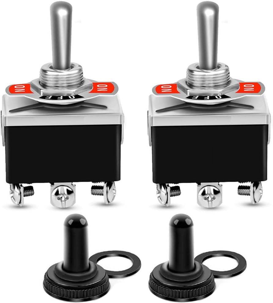 Hochleistungs-wippschalter Mit 6 Pins Und 3 Positionen, 2 Stück, 0250v/15a, Dpdt, Ein/aus/ein, Mit Wasserdichter Kappe.