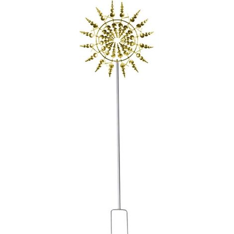 Gartenwetterfahne, Drehbare Windmühle Aus Eisen, Skulptur Für Den Außenbereich, Unikat, Metallhandwerk, Gartendekoration – Goldene Windmühle