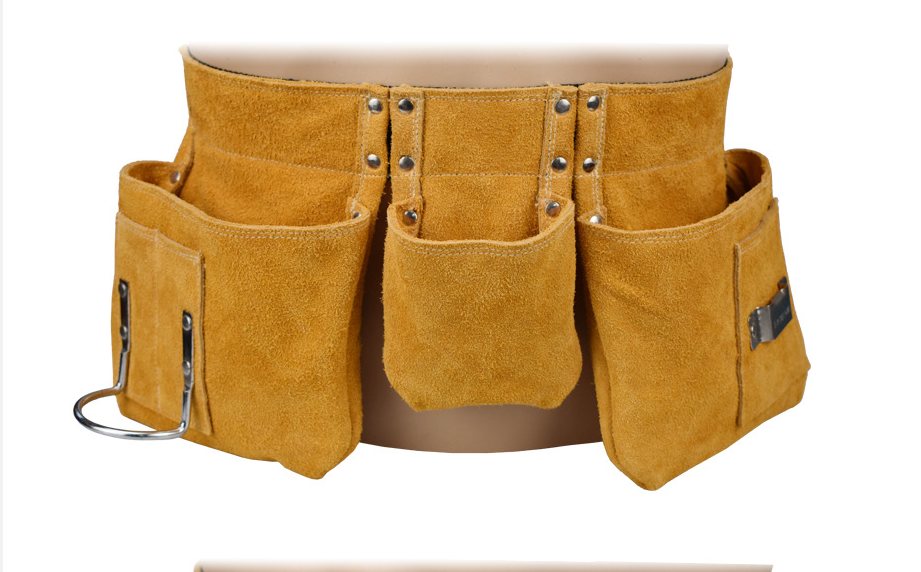Hochwertiger 52 X 22 Cm Großer Werkzeuggürtel Aus Leder Mit Taschen Und Verstellbarem Nylongürtel, Ideales Vatertagsgeschenk Für Heimwerker.