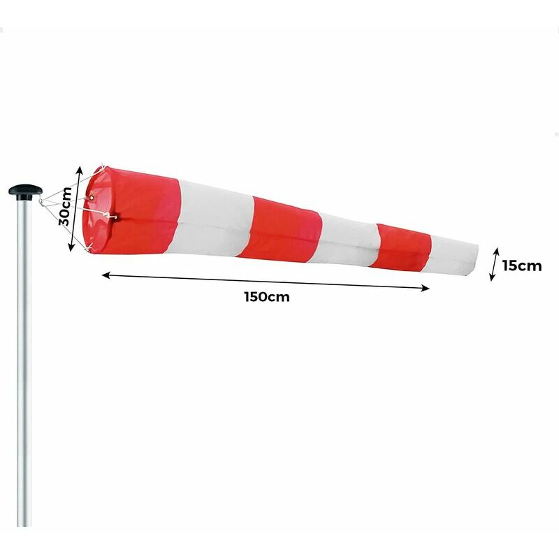 Windsack Für Den Außenbereich, Rot-weißer Windrichtungsanzeiger, 150 X 30 X 15 Cm. Aufhängbarer Und Drehbarer Ring, Wetterfest, Windrichtungsanzeiger.