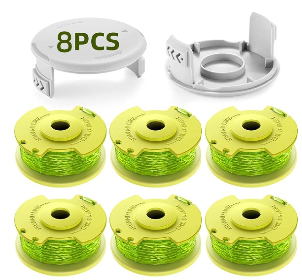 8er-pack Freischneider-fadenspulen, Verbesserte Version, Passend Für Ryobi One 18v, 24v Und 40v Freischneider, 2,0 Mm Durchmesser Und 3,4 M Länge (ac14rl3a). Freischneider-ersatzteile (6 Spulen, 2 Kap