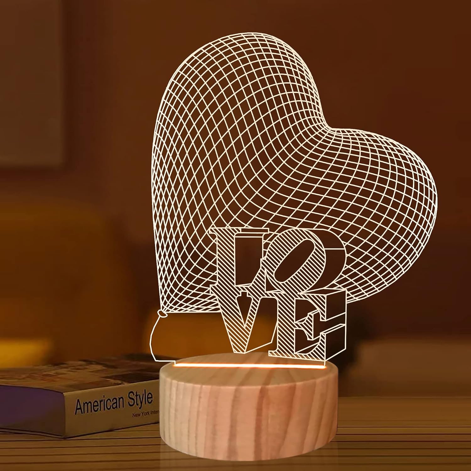 3d-illusions-nachtlicht, Herz-hologramm-lampe, Warmweißes Led-nachtlicht Mit Drei Schirmen Für Kinderzimmer, Romantische Valentinstagsdekoration, Geburtstagsgeschenk Für Mädchen, Frauen Und Männer