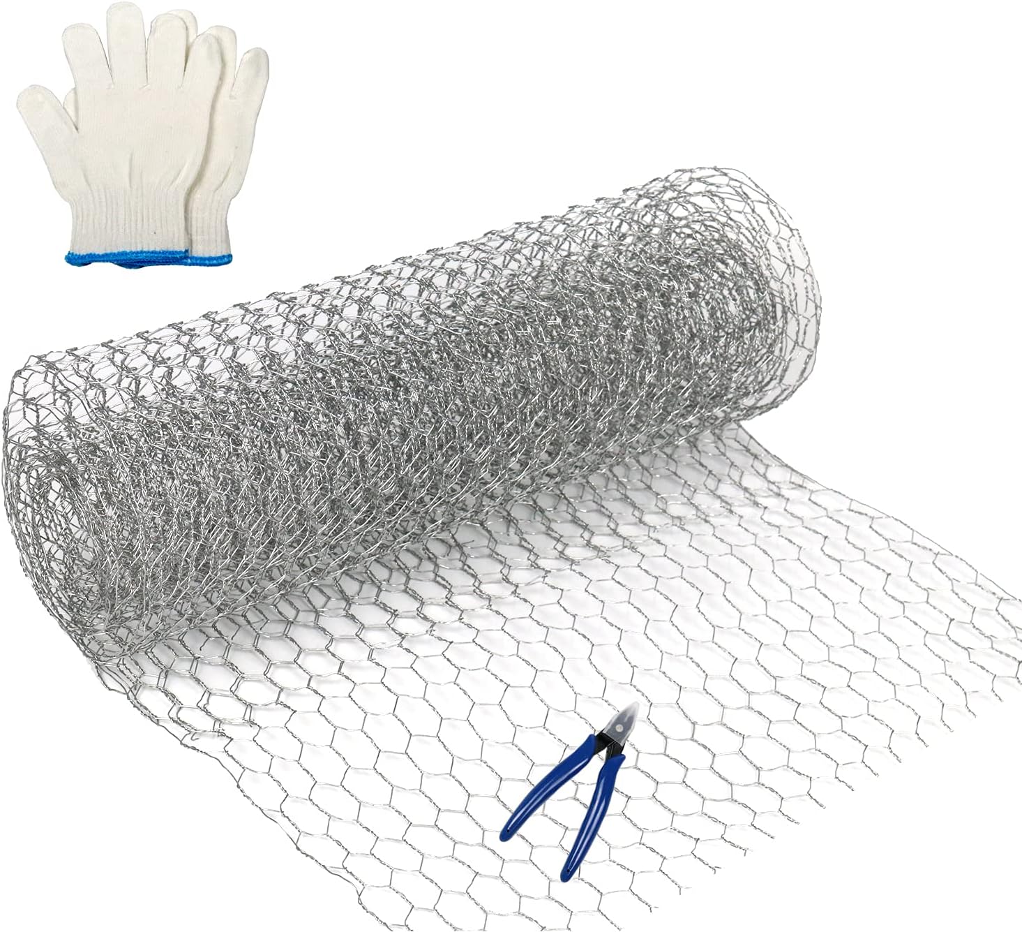 Leichte, Verzinkte Drahtrolle Für Bastelarbeiten Und Gartenschutz, Inklusive Drahtschneider Und Handschuhen – 350 Mm X 1 M
