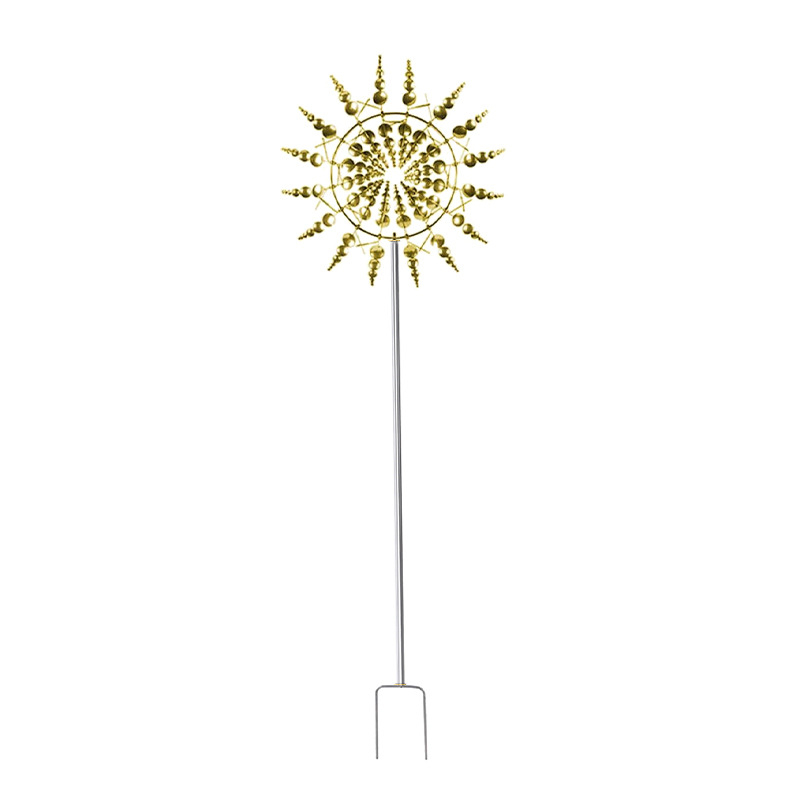 Gartenwetterfahne, Drehbare Eisenwindmühle, Außenskulptur, Unikat, Metallkunst, Gartenornament – Goldene Windmühle