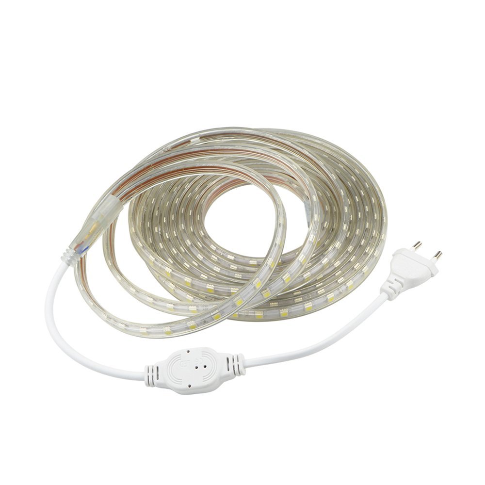 3m Led-streifen, 220v Sehr Heller Led-streifen Mit Schalter, 5050, Ip65 Wasserdicht, Warmweißes Licht.