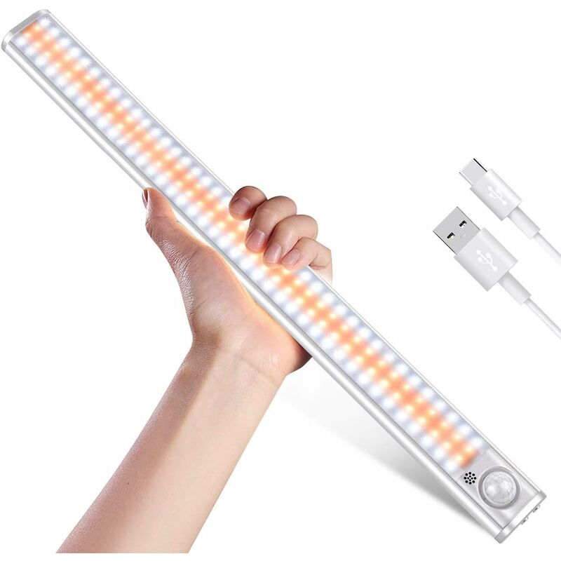 Kleiderschrankleuchte Mit 160 Leds, Ankleidezimmerbeleuchtung, Usb-aufladbar, Bewegungssensor, Stufenloses Dimmen, 3 Beleuchtungsmodi, Automatische Beleuchtung.